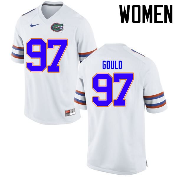 Women's NCAA Florida Gators Jon Gould #97 Stitched Authentic Nike White College Football Jersey HCI8265MG